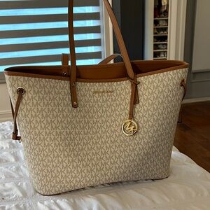 Michael Kors Signature Beige and Brown Tote